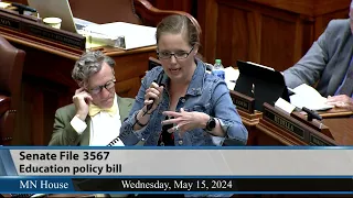 Minnesota House debate on SF3567 conference committee report, the education policy bill 5/15/24