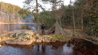 Hot tent camping and campfire cooking, Outdoor recreation, Hot tent stove, Wild camping