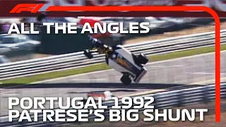 Patrese's High-Flying Crash - All The Angles | 1992 Portuguese Grand Prix