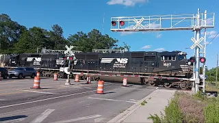 NS 15R crossing over Hard Scrabble Road Columbia SC with EX N&W High Hood SD40-2 trailing