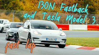 I30N Fastback and Tesla Model 3 at the Nürburgring Nordschleife Touristenfahrten