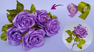 DIY | How To Make Roses From Easy Satin Ribbons | How To Make Rose With Satin Ribbon Easy