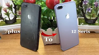 DIY Turn iPhone 7 Plus Cracked Like iPhone 12 Series With Housing | Destroyed Phone Restoration