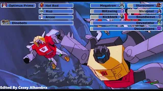 The Transformers: The Movie (1986) Battle of Autobot City with healthbars