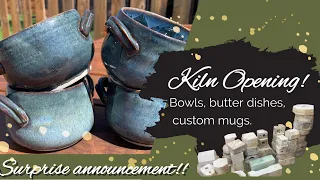 Glaze kiln opening! Surprise announcement at the end! #pottery #ceramic #kiln #clay #potterymaking