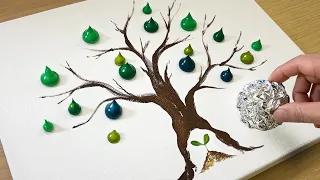 How to Draw a Growing Tree from Sprout / Acrylic Painting Technique