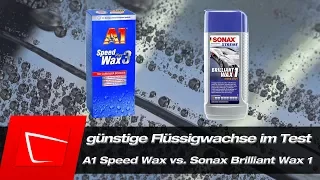 A1 Speed Wax Plus 3 vs. Sonax Brilliant Wax 1 im Test - günstige Flüssigwachse im Vergleich