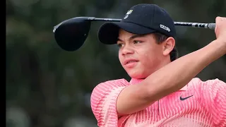 Charlie Woods shoots career best round to win junior golf tournament – with dad Tiger on the bag