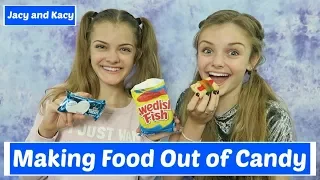 Making Food Out of Candy Challenge ~ Jacy and Kacy