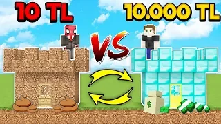 10 TL FAKİR KALESİ VS 10.000 TL ZENGİN KALESİ! 😱 - Minecraft