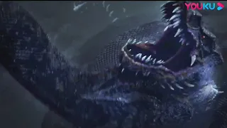 They used the bomb to help Gaint Snake defeat the Dinosaur! | Snake 3 | YOUKU MONSTER MOVIE