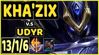 NIGHTBLUE3 (KHA'ZIX) vs UDYR - 13/1/6 KDA JUNGLE GAMEPLAY - NA Ranked GRANDMASTER