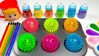 Oddly Satisfying Video | How I Made 6 Color Socker Balls FROM Rainbow Lollipop Stars Cutting ASMR