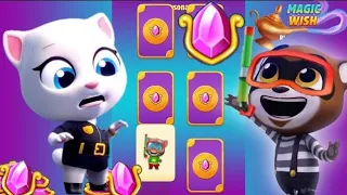 Talking Tom Gold Run MAGIC WISH event LUCKY CARD Agent Angela & Splash Tom vs Roy Raccoon Gameplay