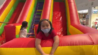 Lj and Carla Playing at Slide Bouncy Castle #travel #happy #youtube