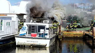 2 ALARM HOUSE BOAT FIRE Brick, New Jersey 11/16/21