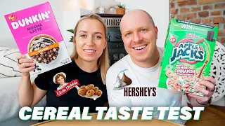 American Cereal Taste Test / Apple Jacks, Dunkin, Hersheys & More