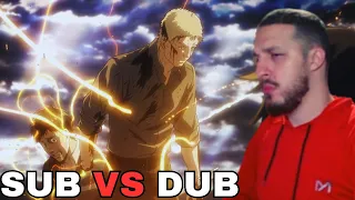 Reacting to ATTACK ON TITAN Dub vs Sub | Reiners Betrayal