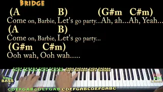 Barbie Girl (AQUA) Piano Cover Lesson in C#m with Chords/Lyrics - Arpeggios