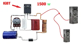 DIY Powerful Ultra Bass Amplifier 20N60 IGBT, No IC , Simple circuit