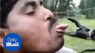 OUCH! Man provokes giant crab who snips his tongue!