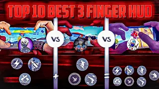 Top 10 Best 3 FINGER Custom Hud Free Fire🔥 (MOVMENT+HEADSHOT)😎 Best Custom Hud In FF | MALIK FF