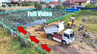 Full Video, Transaction Filling up land, Bulldozer KOMATSU D31P Push Soil & Stone Into Water