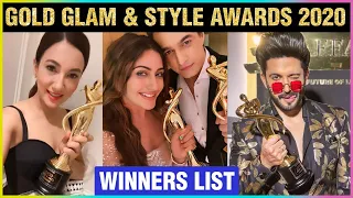 Gold Glam & Style Awards 2020 Winners List: | Sidharth Shukla, Hina Khan, Prince - Yuvika & More