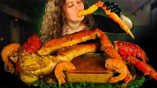ASMR Seafood Boil in Creamy Garlic Sauce | GIANT KING CRAB LEGS | اصوات الآكل كابوريا جمبري