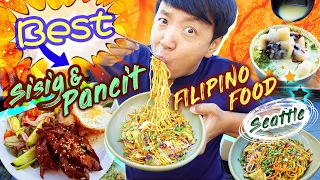 BEST Sisig & Pancit! TRYING FILIPINO FOOD in Seattle