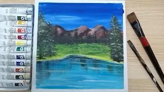 How To Paint Mountains | Acrylic Landscape Painting - Acrylic Painting For Beginners