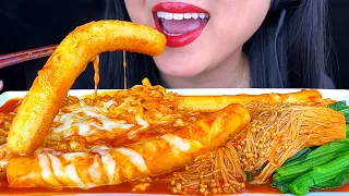 ASMR Spicy Fire Noodles & Giant Cheesy Rice Cakes (Eating Mouth Sounds) No Talking | ASMR Phan