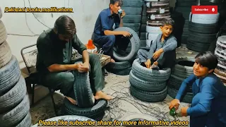 Restoration Of Used Old Tyre in pakistan Restore Old tyre Making New but its so dengerus for cars