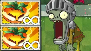 PvZ 2 Power Up INFINITE - All Plants Max Level Vs 30 Knight Zombie