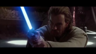 Obi-Wan and Anakin vs Count Dooku but every time lightsabers clash Anakin says soothing