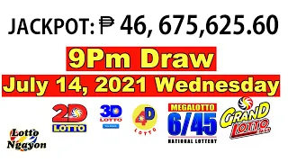 9PM Draw Lotto Result July 14, 2021 | 6/55 6/45 4D 3D 2D