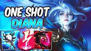 *ONE-SHOT* SEASON 14 DIANA IS INSANELY BROKEN | New Items Full AP Build & Runes | League of Legends