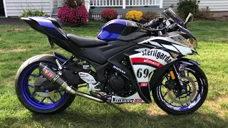 Yamaha R3 Yamaha R25 with my new 5.5 rim and 180-55-17 tire walk around