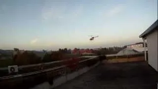 Outdoor sundown flight of my Carson RC helicopter Lama SA 315B Air Zermatt - crash at the end :-(