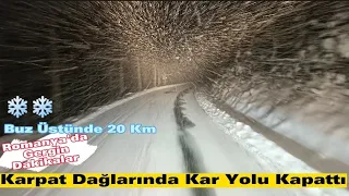 Karpat Dağlarında Kar Yolu Kapattı | Trucks Forced in Snowy Weather