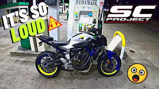 THE LOUDEST EXHAUST FOR THE YAMAHA FZ-07 + MT-07! // SC-PROJECT // MOTOVLOG