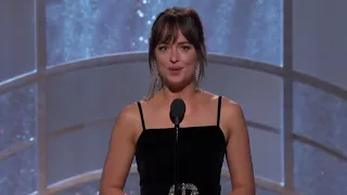 Dakota Johnson presenting ‘Call Me By Your Name’ at the Golden Globes