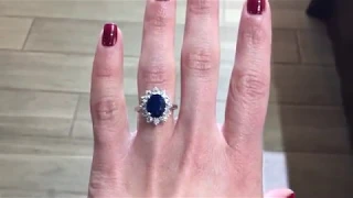 💎Princess Diana Ring - Diamonds & Blue Sapphire Ring - MJ Gabel