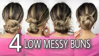 EASY LOW MESSY BUN TUTORIAL 💗 4 WAYS ❕❕❕