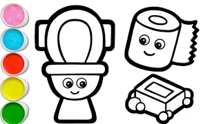 How To Draw Toilet Drawing Painting Coloring For Kids And Toddlers