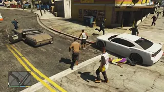 GTA V Lamar and paramedics vs ballas fight