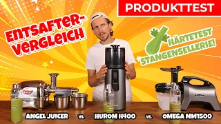 Hurom H400 vs Angel Juicer vs Omega MM1500 - Stangensellerie Saft selber machen