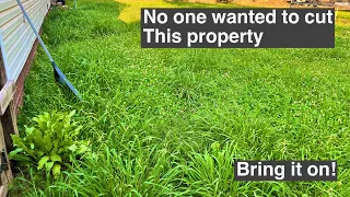 The property no one wanted… challenge accepted.  #trimmer #mowing #scag #viral #subscribenow