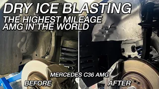 Dry Ice Cleaning the HIGHEST MILEAGE AMG in the world? Mercedes C36 AMG