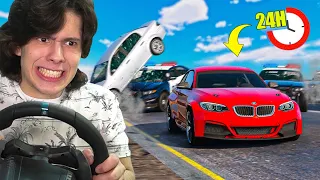 TENTANDO JOGAR GTA 5 SEM BATER COM VOLANTE POR 24 HORAS!!